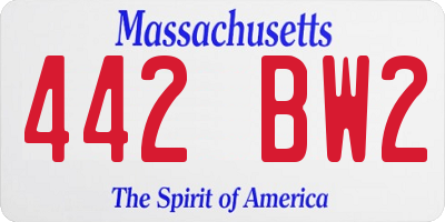 MA license plate 442BW2