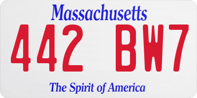 MA license plate 442BW7