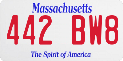 MA license plate 442BW8