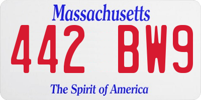 MA license plate 442BW9