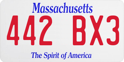 MA license plate 442BX3