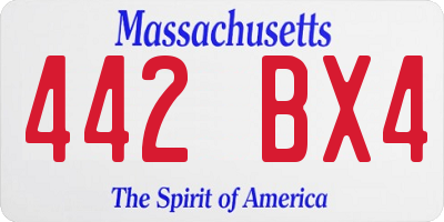MA license plate 442BX4