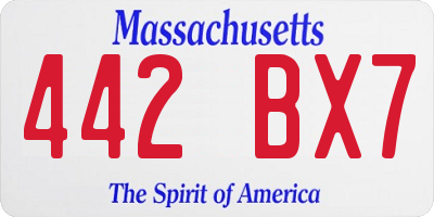 MA license plate 442BX7