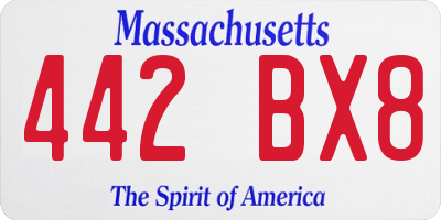 MA license plate 442BX8