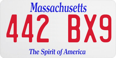 MA license plate 442BX9