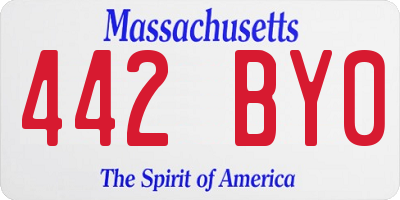MA license plate 442BY0