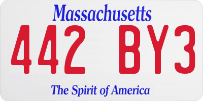 MA license plate 442BY3