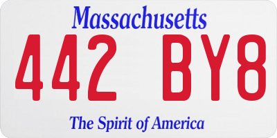 MA license plate 442BY8
