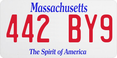 MA license plate 442BY9