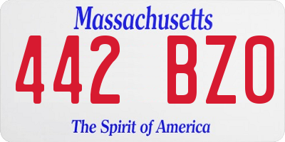MA license plate 442BZ0