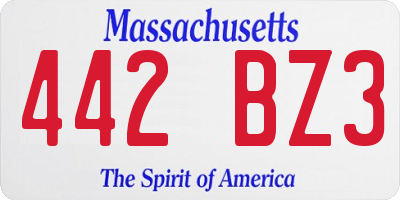MA license plate 442BZ3