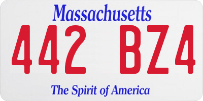MA license plate 442BZ4