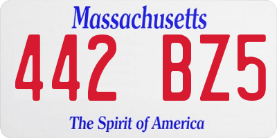 MA license plate 442BZ5