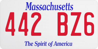 MA license plate 442BZ6