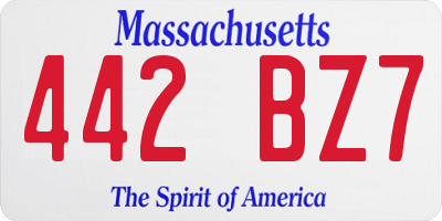 MA license plate 442BZ7