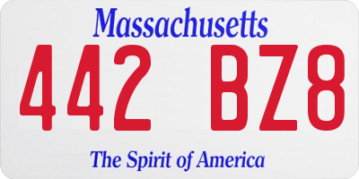 MA license plate 442BZ8