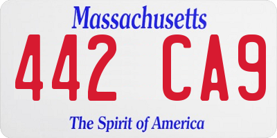 MA license plate 442CA9