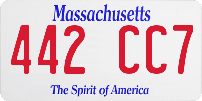 MA license plate 442CC7