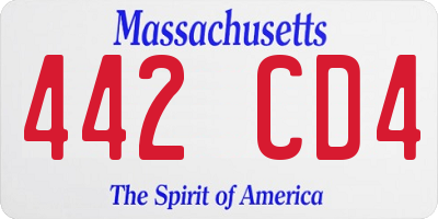MA license plate 442CD4