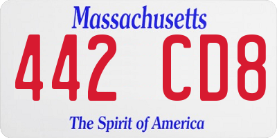 MA license plate 442CD8
