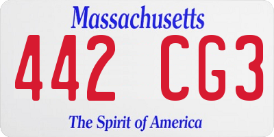 MA license plate 442CG3