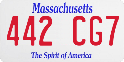 MA license plate 442CG7