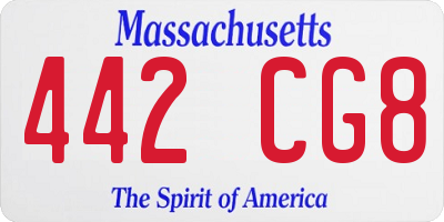 MA license plate 442CG8