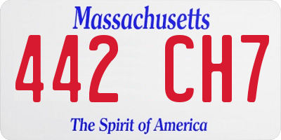 MA license plate 442CH7