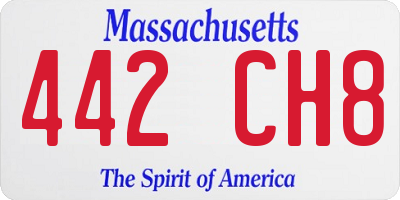 MA license plate 442CH8