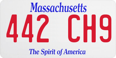 MA license plate 442CH9