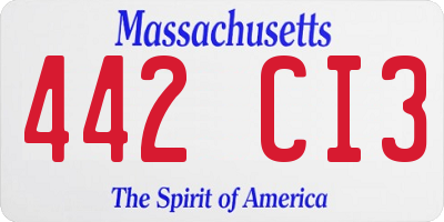 MA license plate 442CI3
