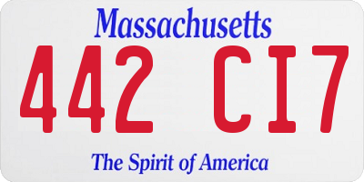 MA license plate 442CI7