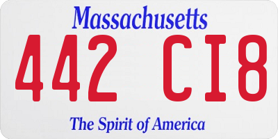 MA license plate 442CI8