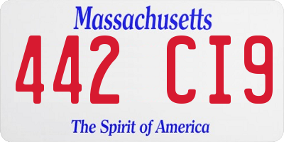 MA license plate 442CI9