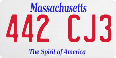 MA license plate 442CJ3