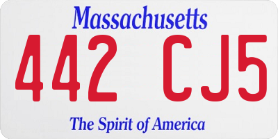 MA license plate 442CJ5