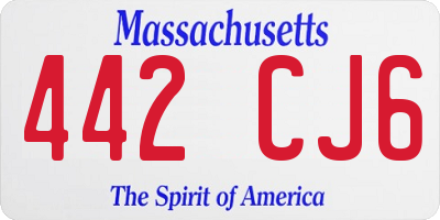 MA license plate 442CJ6