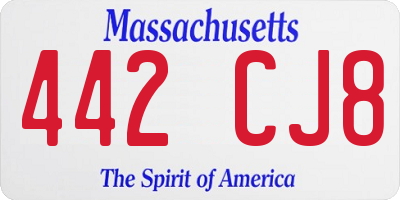 MA license plate 442CJ8