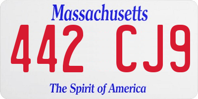 MA license plate 442CJ9