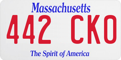MA license plate 442CK0