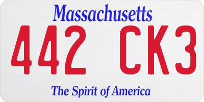 MA license plate 442CK3