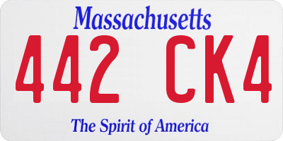 MA license plate 442CK4