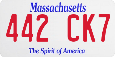 MA license plate 442CK7