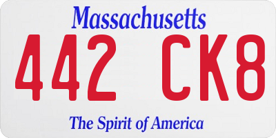 MA license plate 442CK8