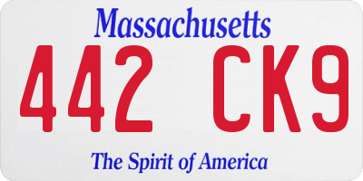 MA license plate 442CK9