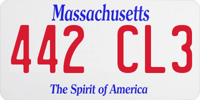 MA license plate 442CL3