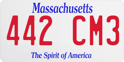 MA license plate 442CM3