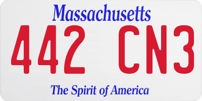 MA license plate 442CN3