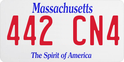 MA license plate 442CN4
