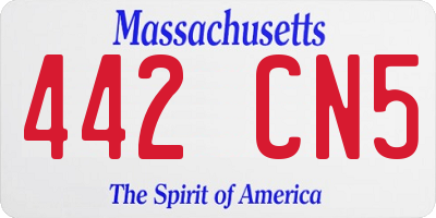 MA license plate 442CN5